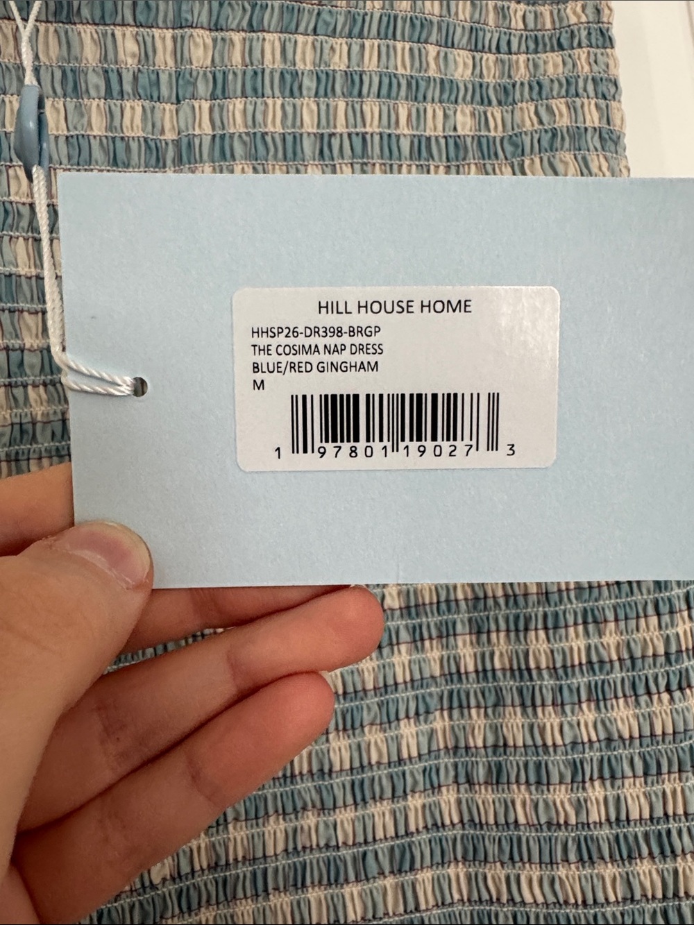 Hill House Home Cosima Smocked Gingham Maxi Dress — Light Blue & Cream - Picture 3 of 9